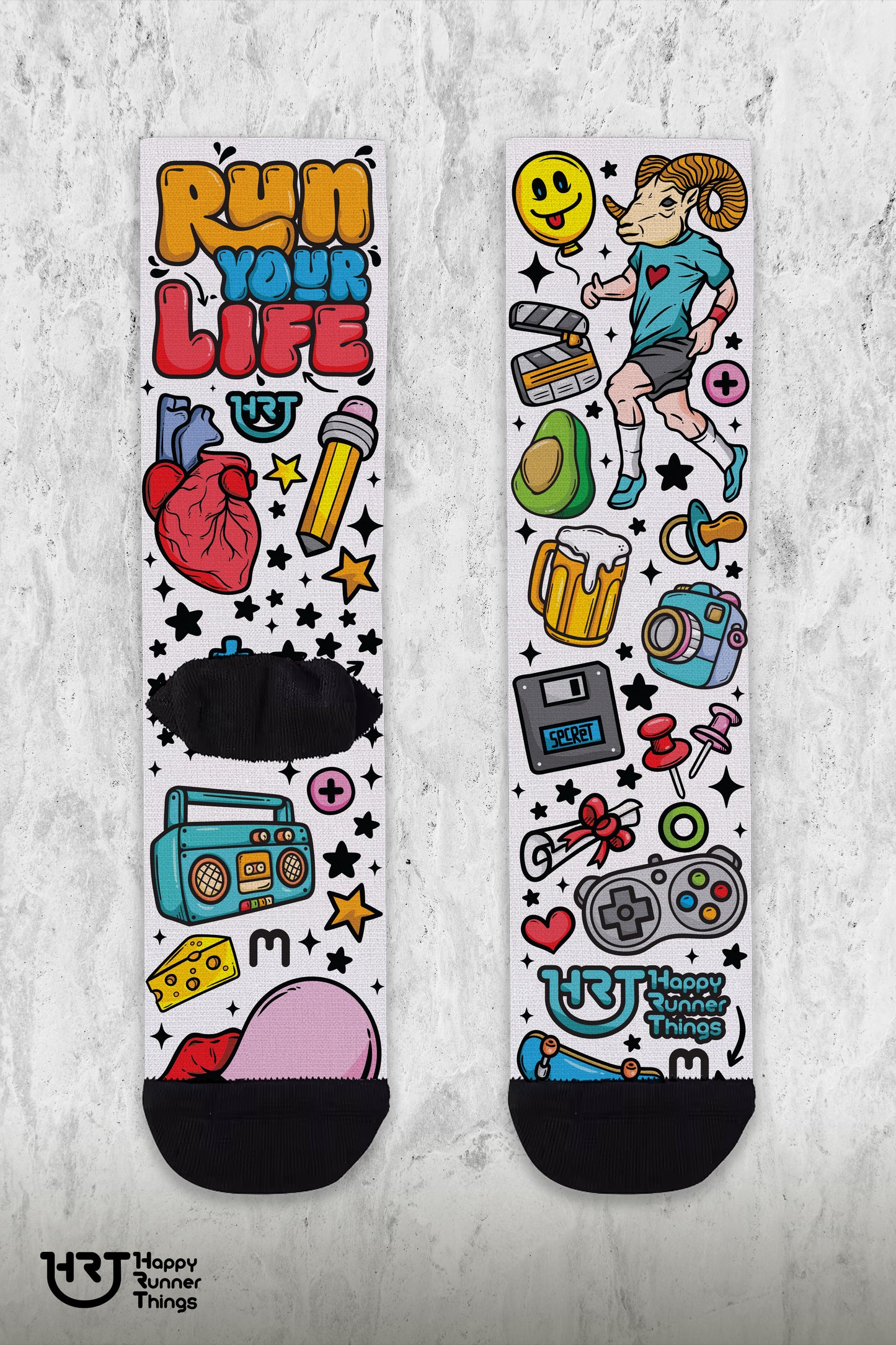 RUN YOUR LIFE - Calcetines - Caña Media-Alta