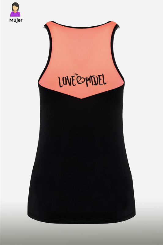 Love Padel - Pro - Camiseta Mujer - Black-Coral