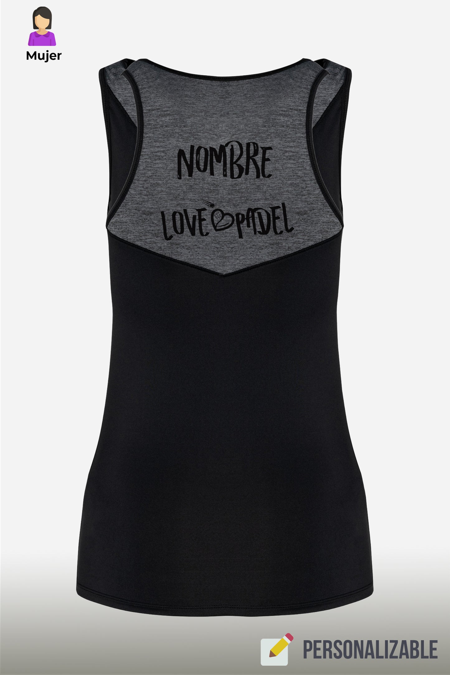 Love Padel - Pro - Camiseta Mujer - Black-Gray