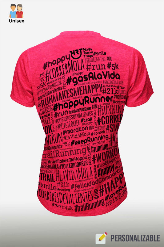 Hashtag  - Camiseta Running Unisex - Coral