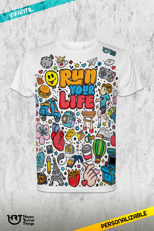 RUN YOUR LIFE - Camiseta ECO Infantil - Manga Corta