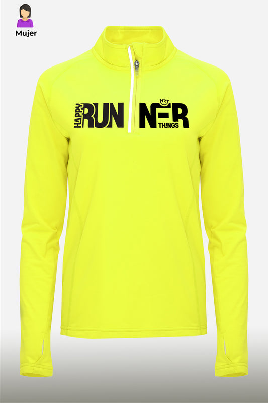 Happy Runner - Amarilo Fluor - Sudadera Técnica Mujer