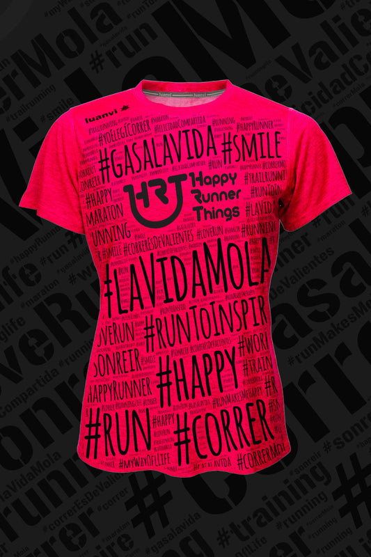 Hashtag  - Camiseta Running Mujer - Coral