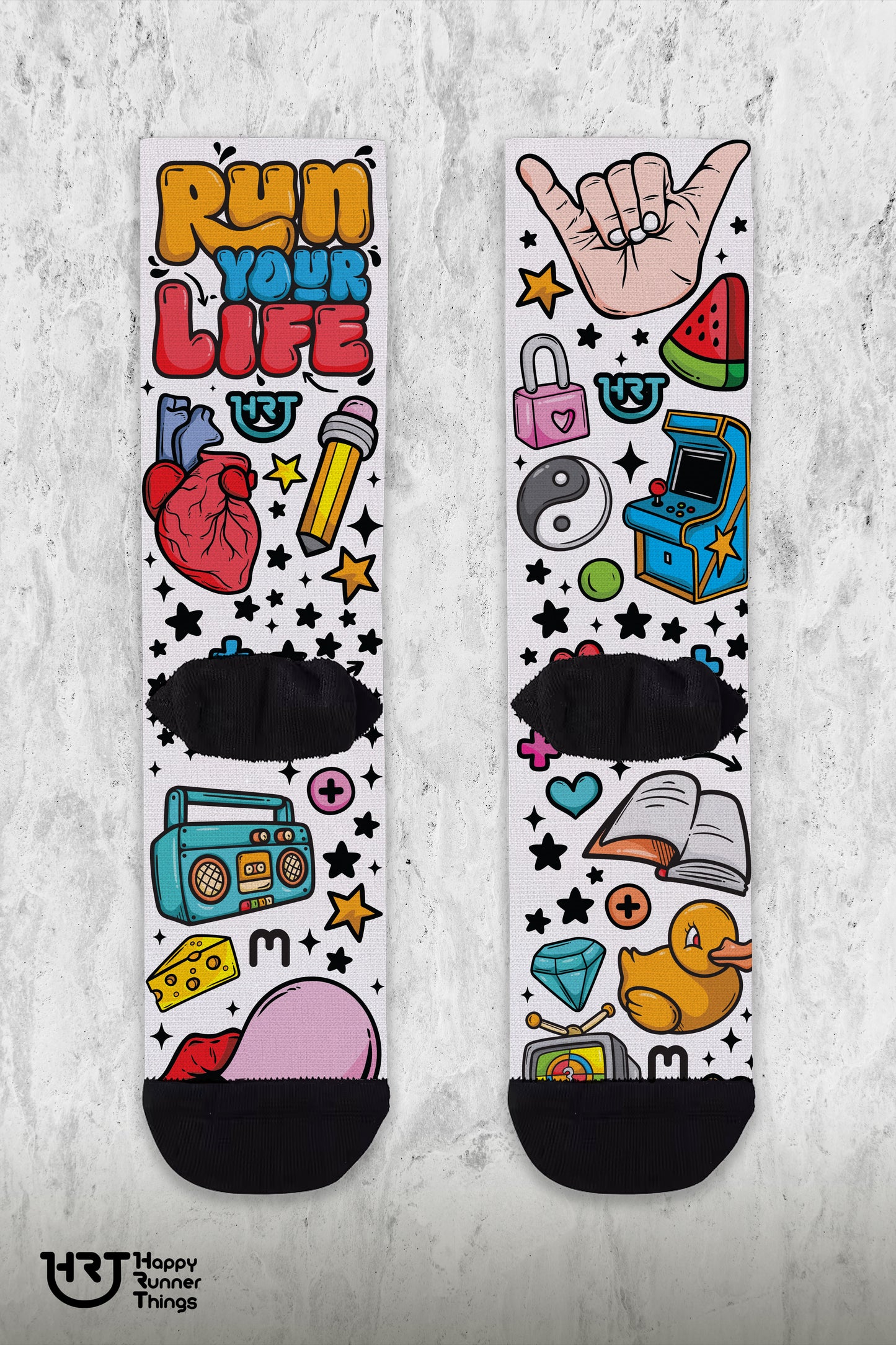 RUN YOUR LIFE - Calcetines - Caña Media-Alta
