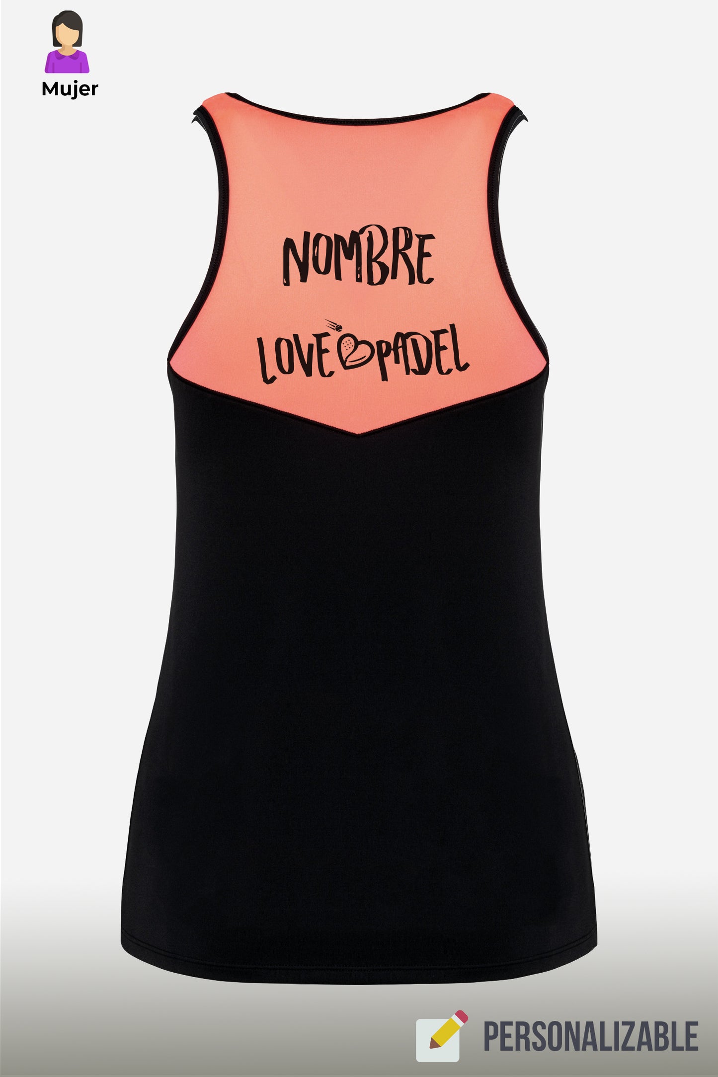 Love Padel - Pro - Camiseta Mujer - Black-Coral