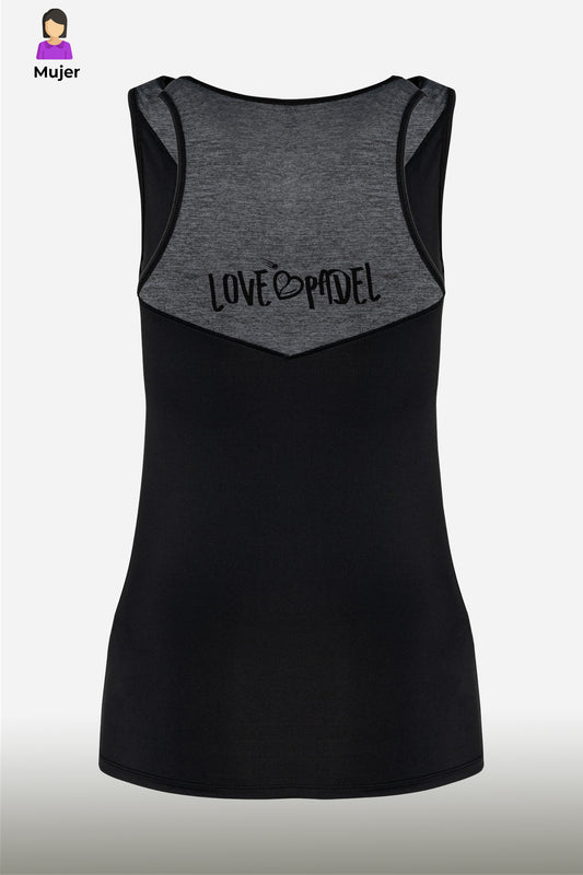 Love Padel - Pro - Camiseta Mujer - Black-Gray