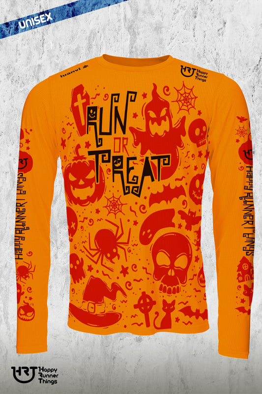 Run or Treat - Halloween - Camiseta Manga Larga Running Unisex