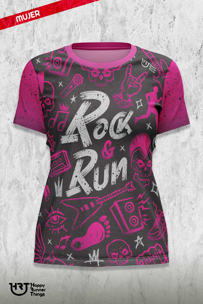 Rock & Run - Camiseta Técnica Mujer - Manga Corta - Lines PRO