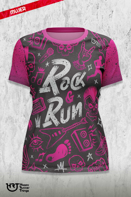 Rock & Run - Camiseta Técnica Mujer - Manga Corta - Lines PRO