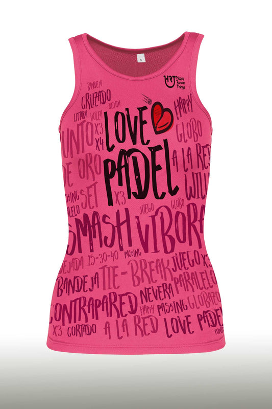 Love Padel - Camiseta Tirantes Mujer - Rosa