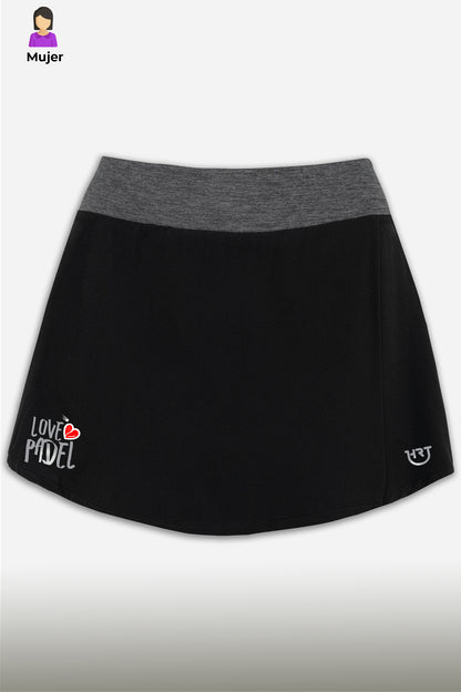 Love Padel - Pro - Falda con short integrado - Negro/Gris
